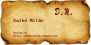 Dalkó Milán névjegykártya